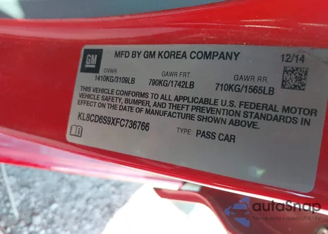 2015 Chevrolet Spark 1Lt Cvt из США, поврежденный, VIN KL8CD6S9XFC736766